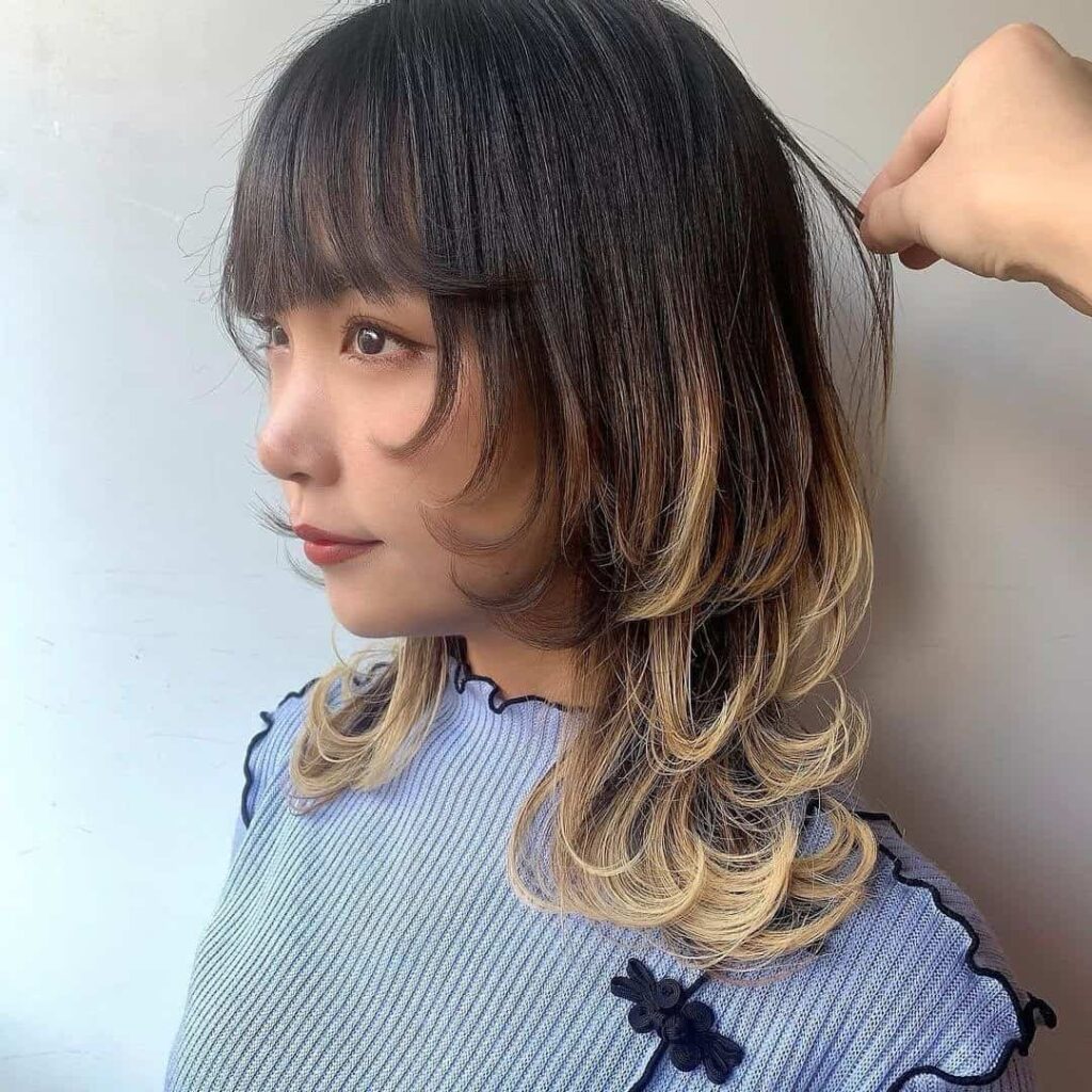 Colorful Bangs on a Short Wolf Cut