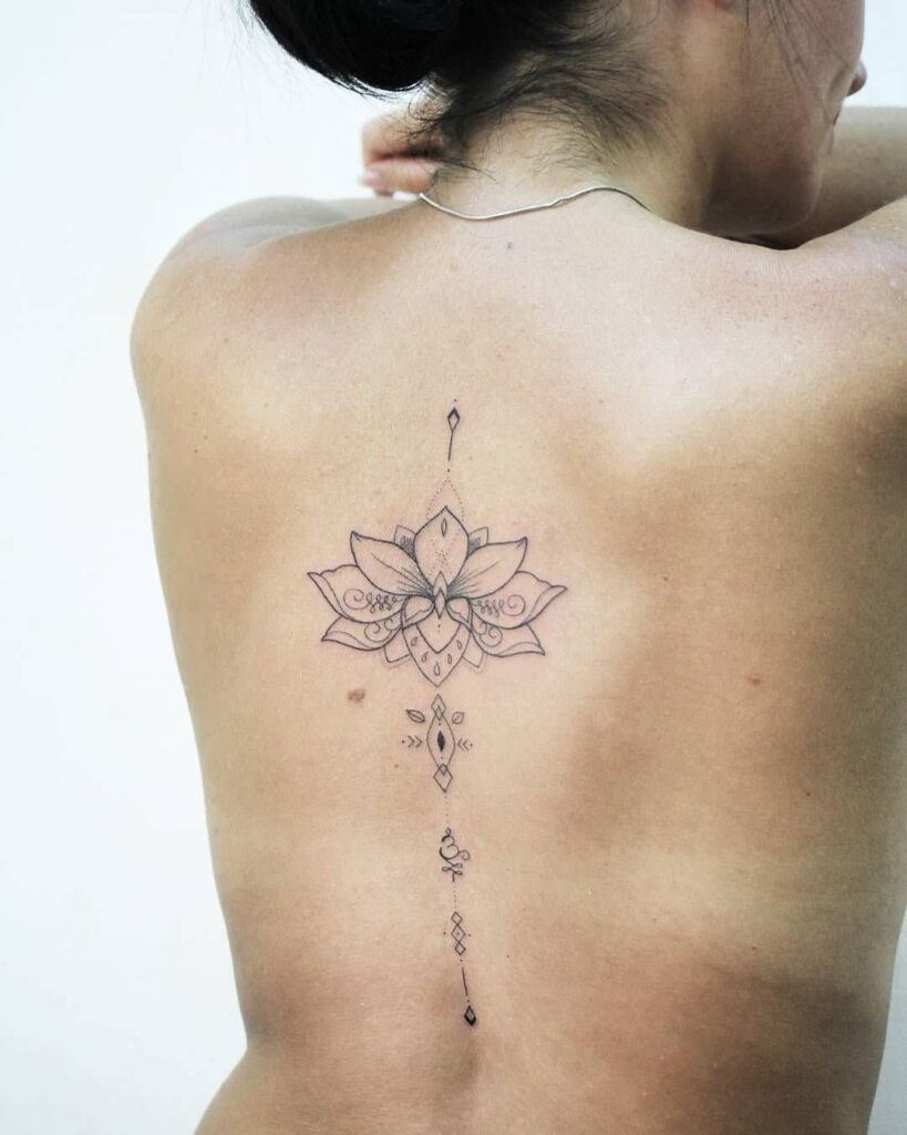 Lotus Spine Tattoo