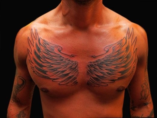 Chest Angel Wings Tattoo